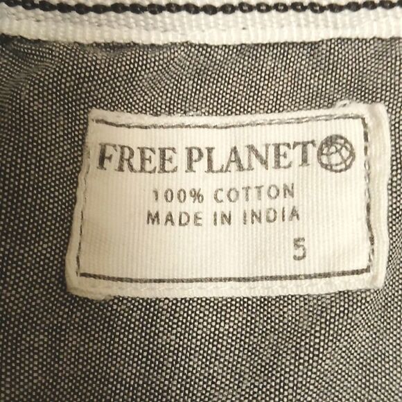 🩷FREE PLANET BOYS Size 5 Holiday Dress Button Up Shirt Black/Multi - Picture 7 of 10